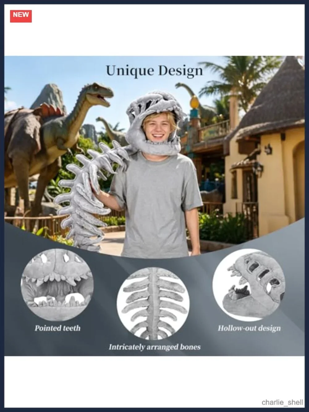 Dinosaur Skeleton Costume 3D Spinosaurus Plush Skull Spine Dress Up